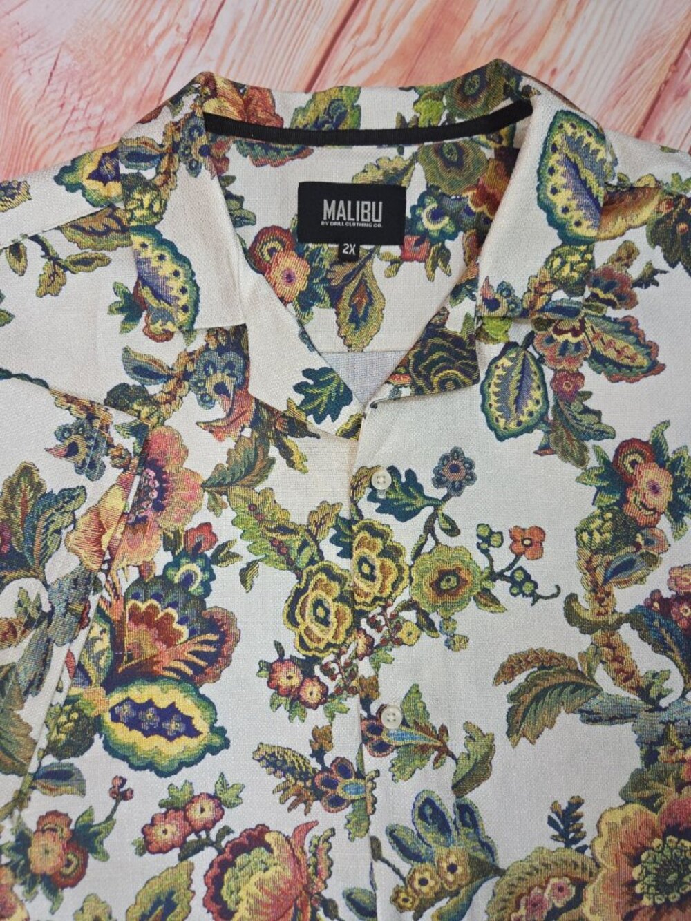 Malibu By Drell Floral Print Short Sleeve Shirt Size 2X